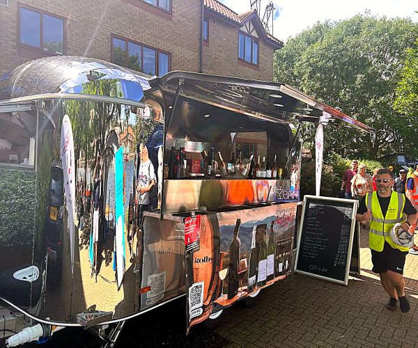 Obi Wine Kenobi Airstream mobile wine bar serving at an outdoor event